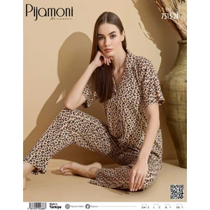 Kadın Kısa Kol Boydan Düğmeli Pijama Takımı - 7515-24