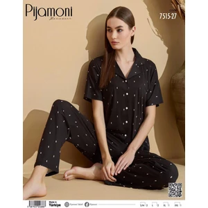 Kadın Kısa Kol Boydan Düğmeli Pijama Takımı - 7515-27