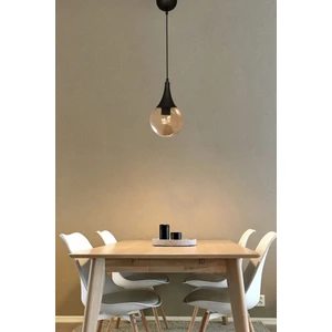 Veda Light Damla Tekli Sarkıt Model Avize- Bal Cam Yuvarlak- Siyah Modern- Mutfak- Salon