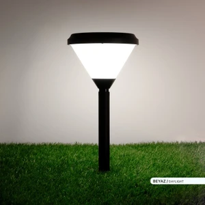 Solar LED Bahçe Armatürü Opak Cam 6500K Beyaz Işık Set Üstü ve Kazıklı Güneş Enerjili Bahçe Aydınlatması
