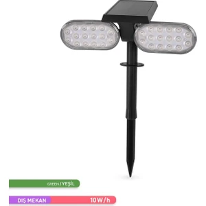 Solar LED Kazıklı Çim Armatürü Güneş Enerjili Bahçe Duvar Aydınlatması Yeşil Renk