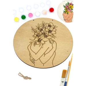 Art Inside Çiçek Sevgililer Ahşap Boyama Seti Hediye Hobi Kiti