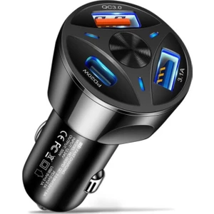 Lisa Butik Çift USB Araç Şarj Cihazı Hızlı Şarj Qc 3.0 Pd Type-C Araç Telefon Şarj Cihazı