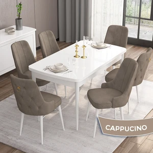 Concept Mdf Are Serisi 80 x 132 cm Açılabilir Üst Kalite Yemek Mutfak Masası Takımı 6 Sandalyeli