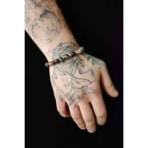 Trend Collection Orijinal Kahverengi Akik Doğal Taş Ayarlanabilir Erkek Bileklik