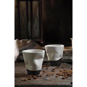 Kütahya Porselen Crash 2 Kişilik  Mug Seti Krem/Siyah
