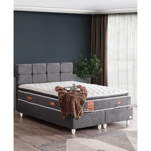 Gümüş İkili Set Çift Kişilik Baza Başlık - Antrasit