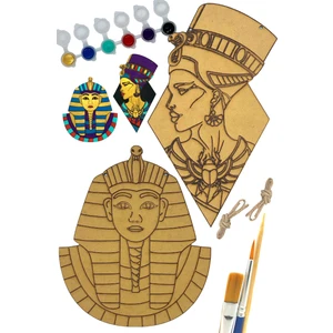 Art Inside Firavun Tutankamon ve Kraliçe Nefertiti Ahşap Boyama Tuval Seti Hediye Hobi Kiti
