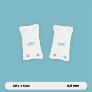 2'li Bebek Body Zıbın Uzatma Aparatı (8,5 Mm) Çıtçıtlı Ekru 100% Pamuk 12CM