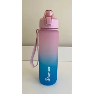 Shop-Set 1000 ml  Pipetli ve Süzgeçli  Tritan Motivasyonlu Su Matarası Çift Renk Softtouch