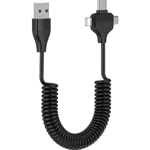 Spiral Tasarımlı Micro Type-C ve Lightning 3in1 Spring Yaylı Spiral Kablo 1m