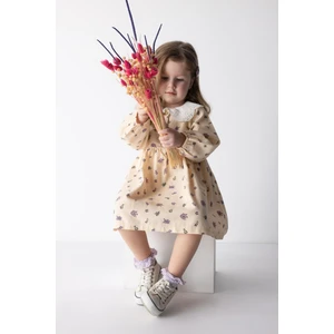 Kız Bebek Çiçekli Uzun Kollu Twill Elbise Z5018A223SP