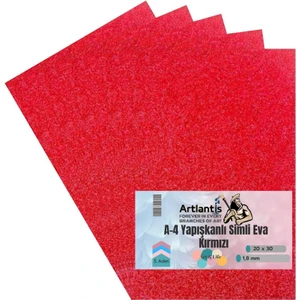 Yapışkanlı Simli Eva Kırmızı A4 20X30 5 Adet 1 Paket Hobi Okul Öncesi Kreş Anasınıfı Eva Yapışkanlı Simli 20*30