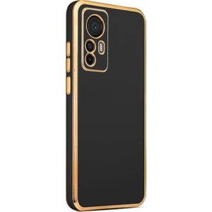 Xiaomi 12T Pro Kılıf Bark Parlak Silikon Renkli Kenarları Rose Siyah