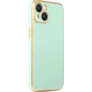 Apple iPhone 14 Plus Kılıf Bark Parlak Silikon Renkli Kenarları Rose Yeşil