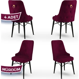 Concept Pare Serisi, Sandalye , 4 Adet Sandalye, Siyah Gürgen Ayak