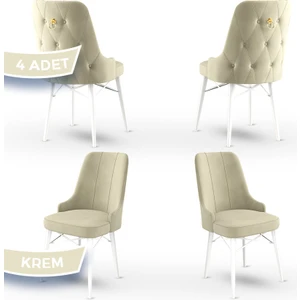 Concept Pare Serisi, Sandalye, 4 Adet Sandalye, Beyaz Gürgen Ayak