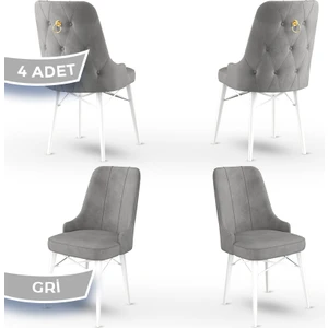 Concept Pare Serisi, Sandalye, 4 Adet Sandalye, Beyaz Gürgen Ayak