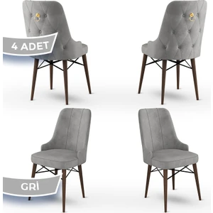 Concept Pare Serisi, Sandalye, 4 Adet Sandalye, Ceviz Gürgen Ayak