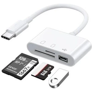 Temiz Pazar USB Type C To Sd Microsd Tf Kart Okuyucu USB 3in1 Çevirici Dönüştürücü Adaptör