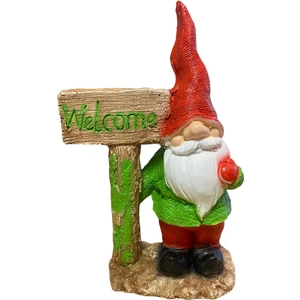 Pets and Others  Welcome Yazılı Cüce Kapı Önü Süsü , Bahçe Önü Süsü ,kapı Giriş Heykeli 33CM
