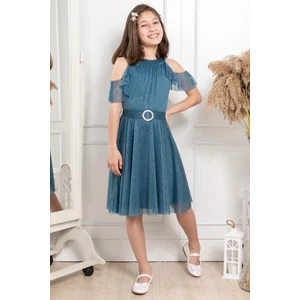 Simli Tül Çocuk Abiye İndigo MDV310