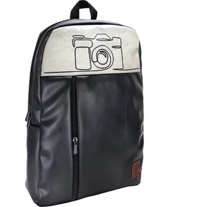 Fotoğraf Makinesi Baskılı Siyah Laptop Sırt Çantası