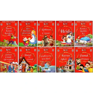 1. ve 2. Sınıf Hikaye Kitabı Seti Resimli Dünya Klasikleri 10 Kitap Kırmızı Seri Üçgen Çocuk