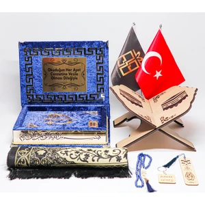 Kabe Desenli Mdf Ahşap Rahleli Kuran Seti