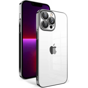 Caseart Apple iPhone 13 Pro ile Uyumlu Kapak Lens Korumalı Arkası Şeffaf Sert Mika Kılıf - Siyah