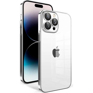 Caseart Apple iPhone 14 Pro ile Uyumlu Kapak Lens Korumalı Arkası Şeffaf Sert Mika Kılıf - Gümüş