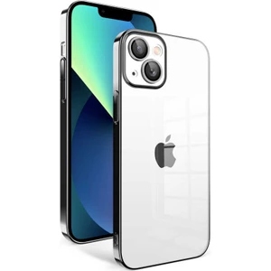 Caseart Apple iPhone 13 ile Uyumlu Kapak Lens Korumalı Arkası Şeffaf Sert Mika Kılıf - Siyah