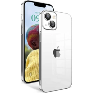 Caseart Apple iPhone 14 ile Uyumlu Kapak Lens Korumalı Arkası Şeffaf Sert Mika Kılıf - Gümüş