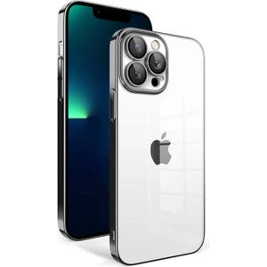 Caseart Apple iPhone 13 Pro Max ile Uyumlu Kapak Lens Korumalı Arkası Şeffaf Sert Mika Kılıf - Siyah