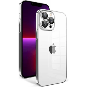 Caseart Apple iPhone 13 Pro ile Uyumlu Kapak Lens Korumalı Arkası Şeffaf Sert Mika Kılıf - Gümüş