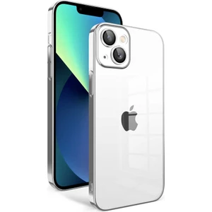 Caseart Apple iPhone 13 ile Uyumlu Kapak Lens Korumalı Arkası Şeffaf Sert Mika Kılıf - Gümüş
