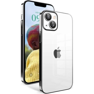 Apple iPhone 14 ile Uyumlu Kapak Lens Korumalı Arkası Şeffaf Sert Mika Kılıf - Siyah