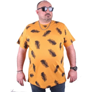 Moc Grande Mocgrande Büyük Beden Tişört Sıfır Yaka Feather 23149 Hardal