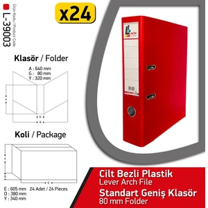 Klasör Kırmızı Geniş 24 Adet 1 Koli