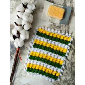 MadeByMayHand El Örmesi Banyo Lifi Çeyizlik Lif Sarı-Yeşil Düz