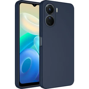 Case World Vivo Y16 ile Uyumlu Kapak Içi Kadife Kamera Korumalı Lansman Silikon Kılıf - Lacivert