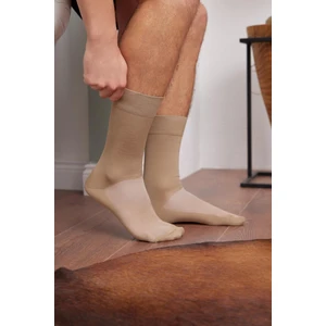 Merserize Fileli Erkek Soket Çorap Kahve Melanj