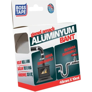 Boss Tape Alüminyum Yanmaz Folyo Bant Tamir Soba Boru Bandı En:48mm Boy:10mt