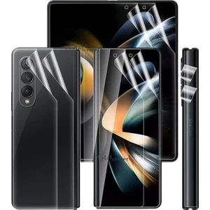 M.TK Moveteck Samsung Galaxy Z Fold 4 Uyumlu Ön Arka 3in1 Ekran Arka Kasa ve Kenar Koruyucu Film 360 Derece Tam Kaplar Clearcrystal Şeffaf Fullbody