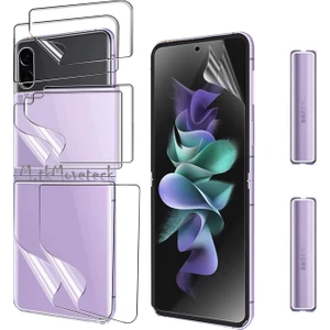 M.TK Moveteck Samsung Galaxy Z Flip 4 Uyumlu Ön Arka 2in1 Ekran ve Arka Kasa Koruyucu Film 360 Derece Tam Kaplar Clearcrystal Şeffaf Fullbody