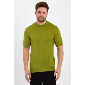 Cool Tarz Fıstık Yeşili Erkek Yarım Balıkçı Düz Triko T-SHIRT-TRZ19129R10S