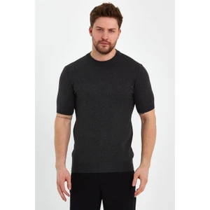 Cool Tarz Koyu Füme Erkek Yarım Balıkçı Düz Triko T-SHIRT-TRZ19129R13S