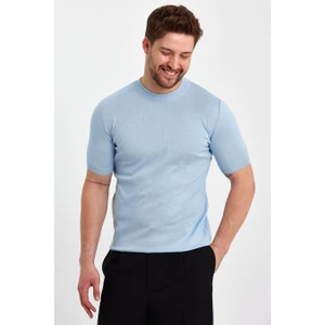 Cool Tarz Mavi Erkek Yarım Balıkçı Düz Triko T-SHIRT-TRZ19129R09S