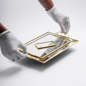 Nişan Takımı Ayna Pirinç Gold Sunum Seti 3 Parça Tepsi Yüzük Kutusu Damat Kahvesi El Crea Designs