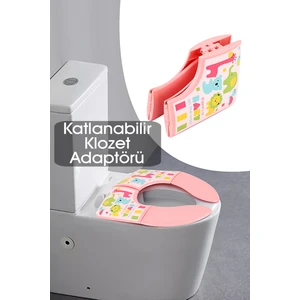 Meleni Baby Portatif Katlanabilir Çocuk Klozet Kapağı Adaptörü - Desenli Bebek Tuvalet Alıştırma Oturağı